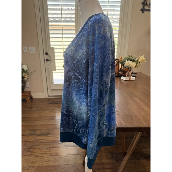 DG2 Diane Gilman Royal Blue Multi Clipped Jacquard Knit Cardigan Sweater NWT 1X - Picture 9 of 12